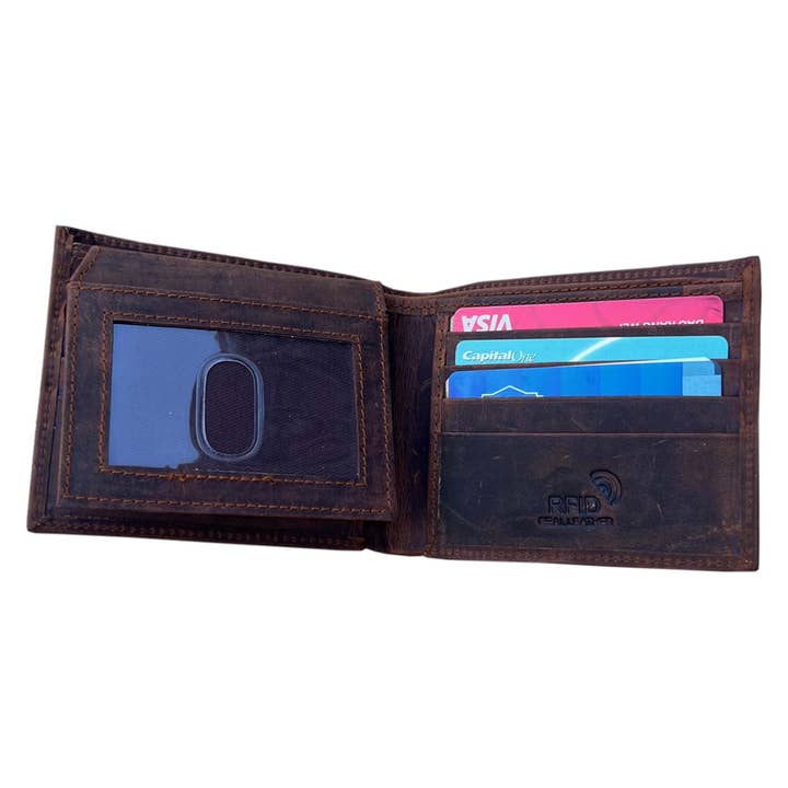 Roma Leathers, Inc. - Wholesale Wallet - Men's - 3122 BN Buffalo leather bifold wallet