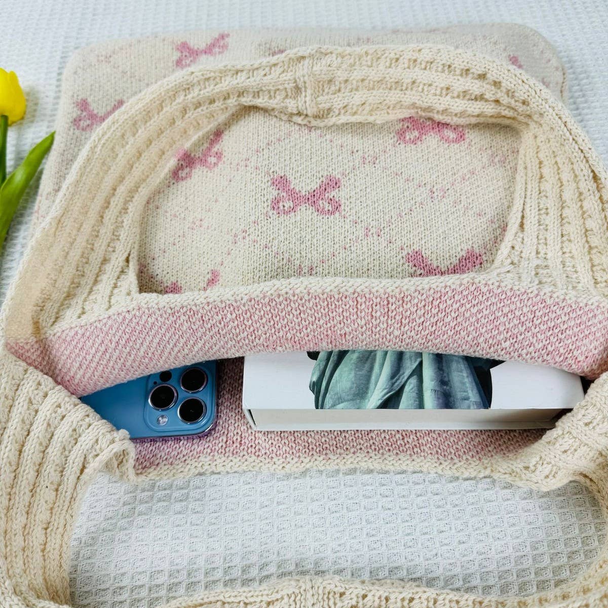 NINEXIS - Wholesale Tote Bag - Women's - CWAB4567_BOW KNIT LARGE CAPACITY TOTE BAG10