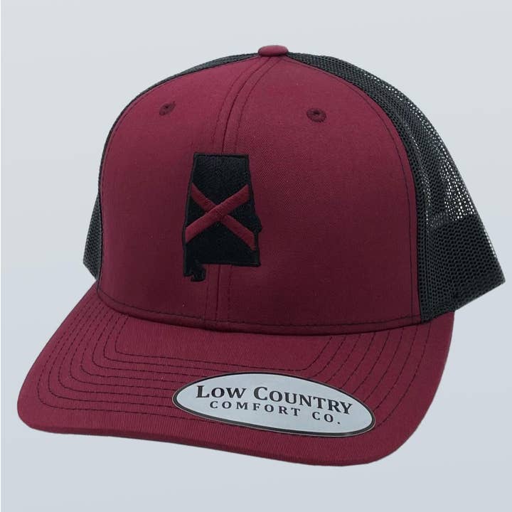 Alabama Flag Cardinal/Black Hat for wholesale by Riverbed Threads