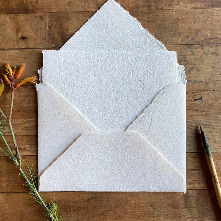 Bat Flower Press - Wholesale Stationery/Notecard Set - 50/50 handmade 6.5 x 5" set of paper & envelopes