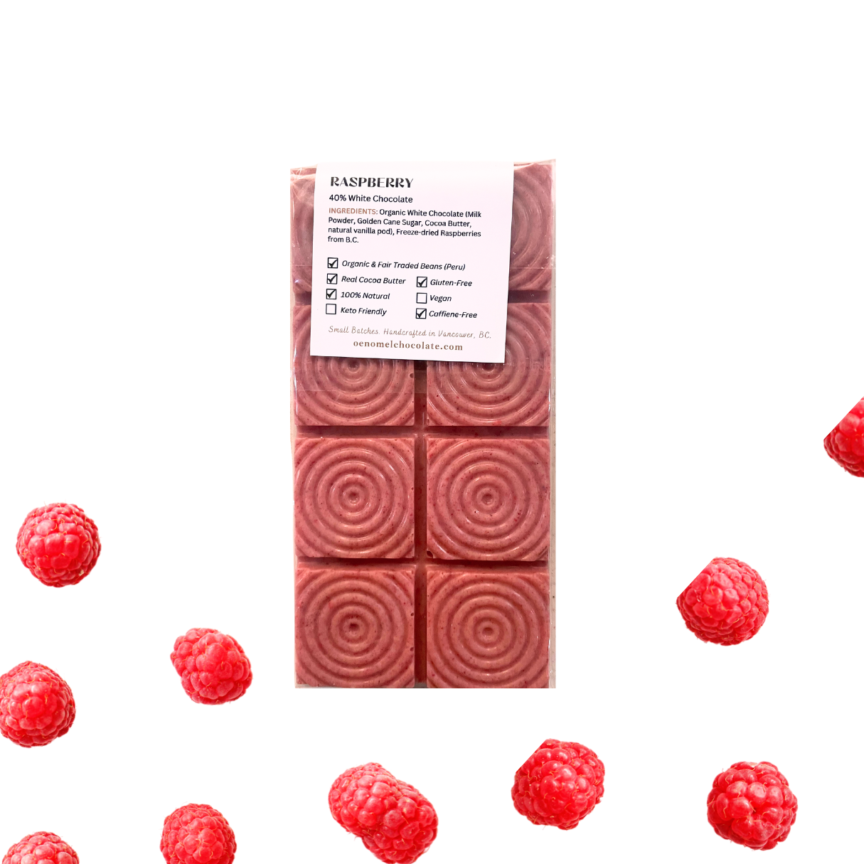 Oenomel Chocolate - Wholesale Chocolate Bar - Organic Raspberry 40% White Chocolate 2