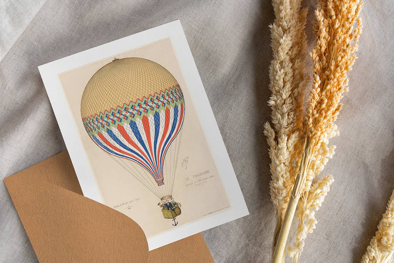 Esque – Engroshandel Postkort – Vintage postkort med varmluftsballon i tre farver0
