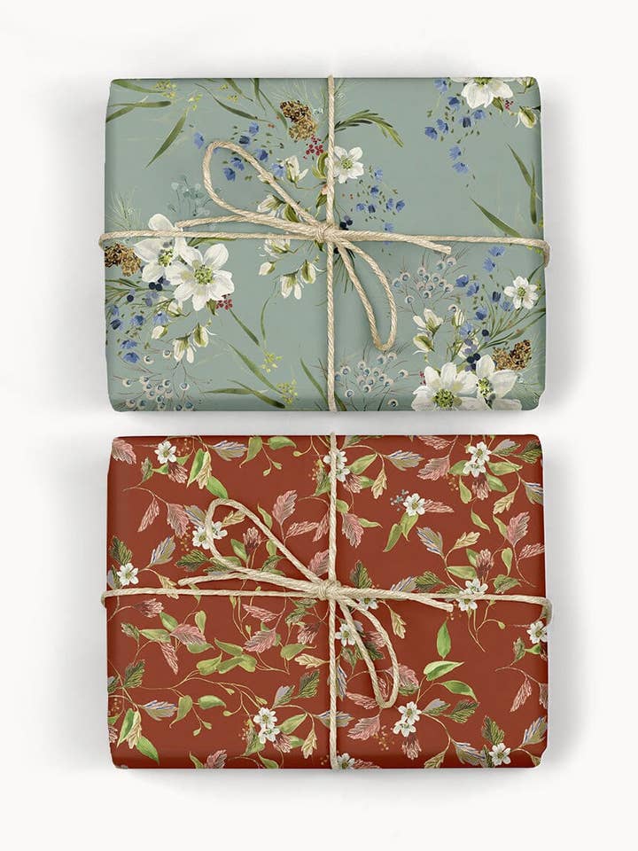 English Garden / Christmas Blooms 6pk Gift Wrap for wholesale by Bespoke Letterpress