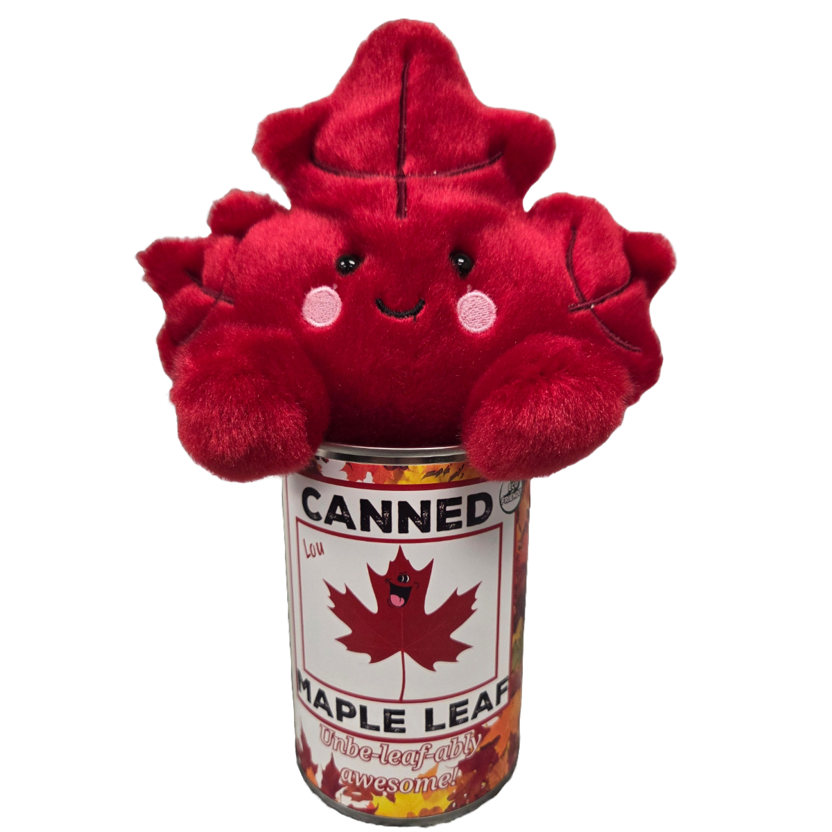 Canned Gifts - Wholesale Gag Gift/Novelty Gift - Lou the Canned Maple Leaf | Fall Stuffed Plush w/Jokes2