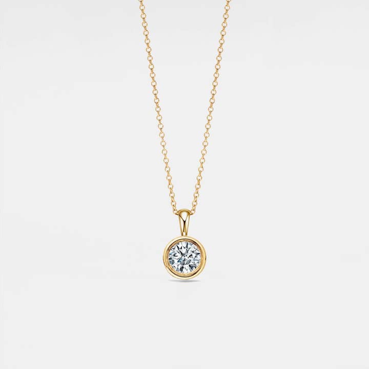 Solitaire Round Moissanite Necklace in 925 Sterling Silver for wholesale by Perimade & Co. LLC