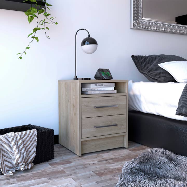 TUHOME FURNITURE – wholesale Bedroom furniture – Bianco Nightstand, Two Drawers