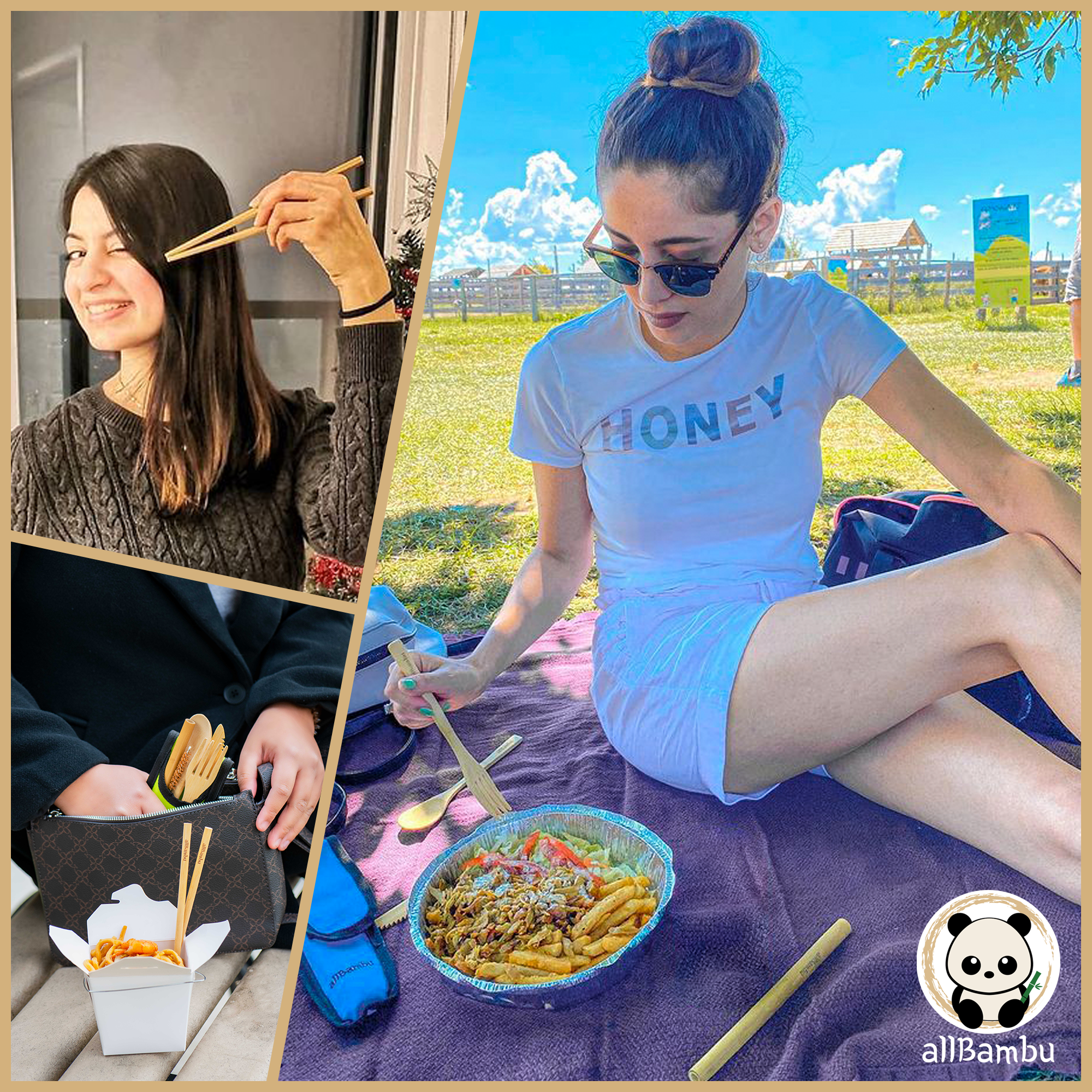 allBambu Inc - Wholesale Travel Utensil Set - Bamboo Reusable Travel Cutlery Set with Handy Carabiner 7pcs6