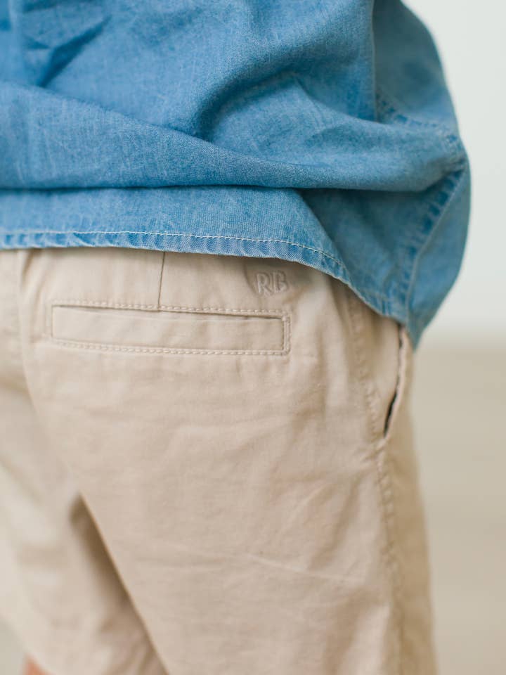 Off White Boys Khaki Stretch Chino Shorts for wholesale on Faire