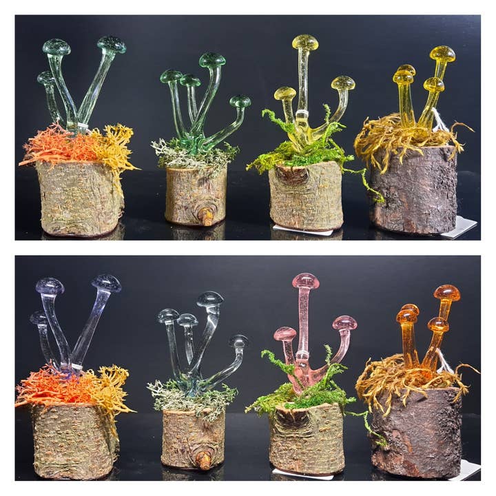 Mushroom Sculpture, Color Changing Mushroom Collection for wholesale by Sunshine Glass Gifts