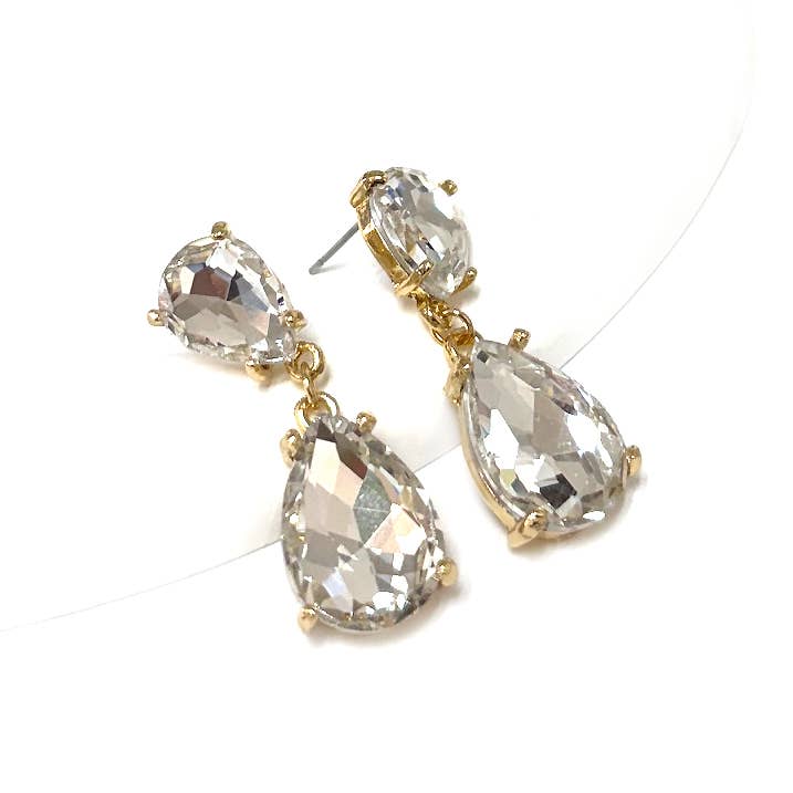 StarryNYC - Wholesale Dangle Earrings - Teardrop Glass Stone Dangle Crystal Bridal Earrings2
