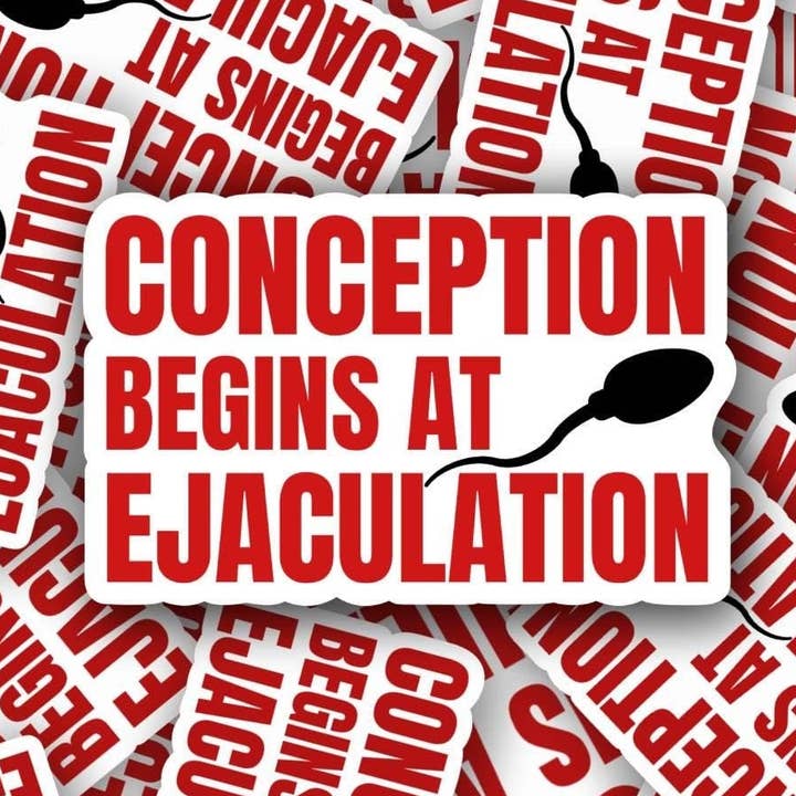 Befruktning Börjar vid Ejakulation | Stärkande Feministisk Klistermärke | För Kvinnors Rättigheter | Anti-Patriarkat | Roe v. Wade | Aktivism Klistermärken för wholesale av Sticky Bunny Stickers