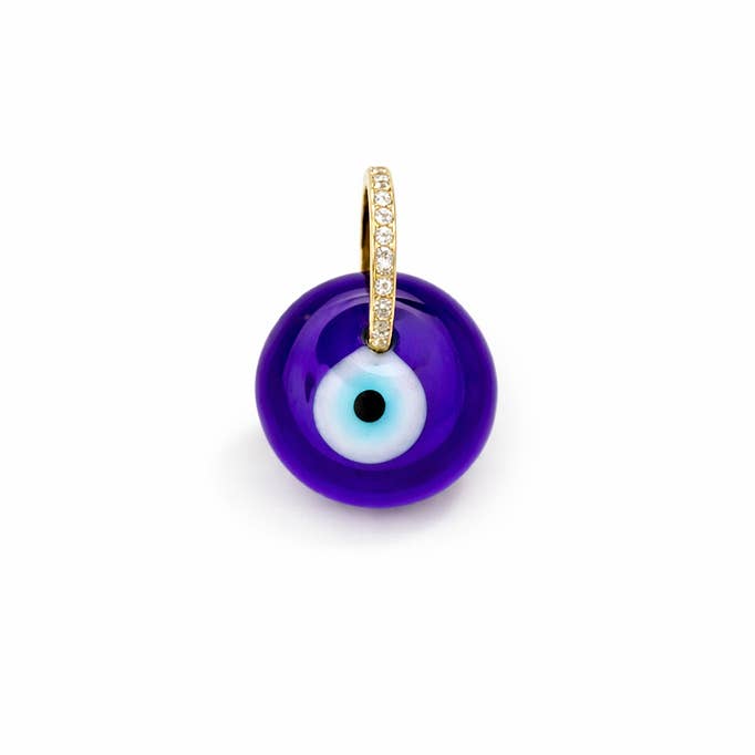 Evil Eye Glass Pendant in Blue for wholesale by Lauren Amble Designs