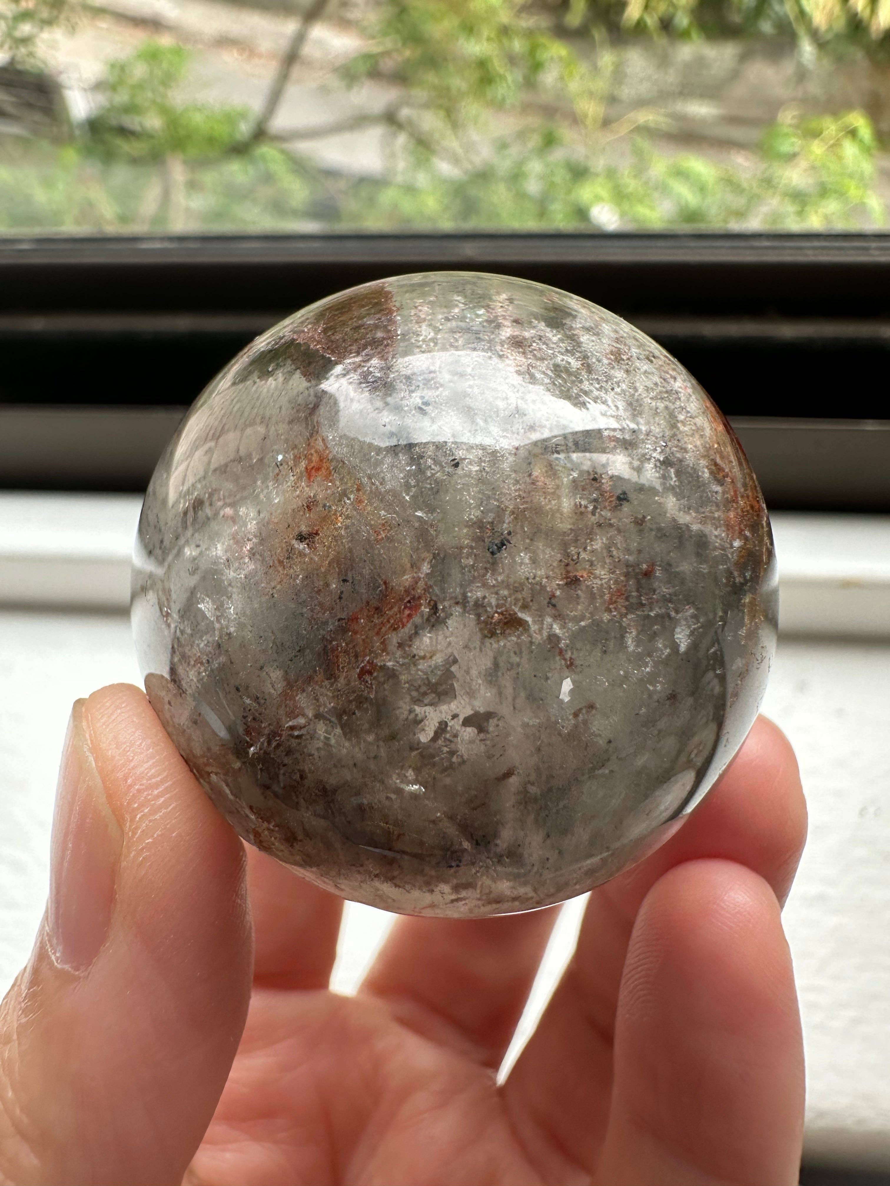 Moon Rituals - Wholesale Spiritual Stone/Crystal - Garden Quartz Green Phantom Quartz Lodolite Scenic Quartz Sphere Ball, Christmas Crystal Gift1