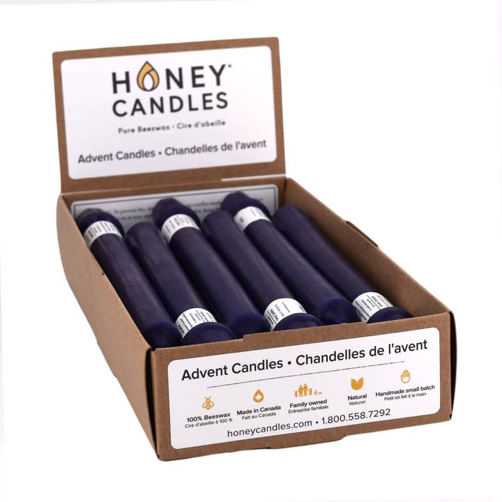 Honey Candles - Wholesale Tapered Candle/Candlestick - Beeswax Advent Candlestick - Violet