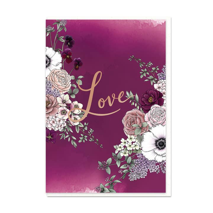 Viola Love Card for wholesale by Typoflora