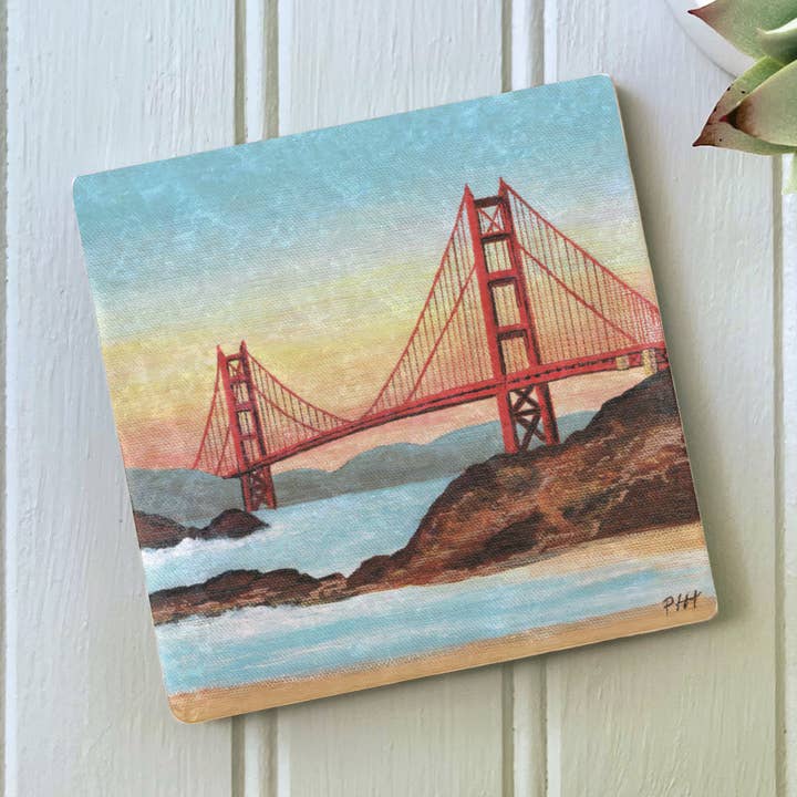 Golden Gate Bridge Painting Marble Coaster for wholesale by PhD Design