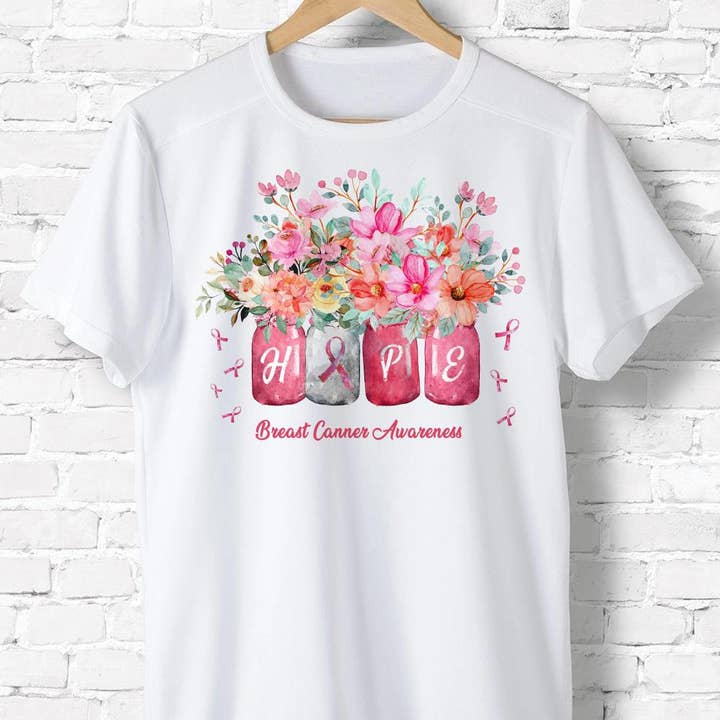 Chemise de sensibilisation au cancer du sein Hope, Flower Breast pour la vente par ShopLukeGifts