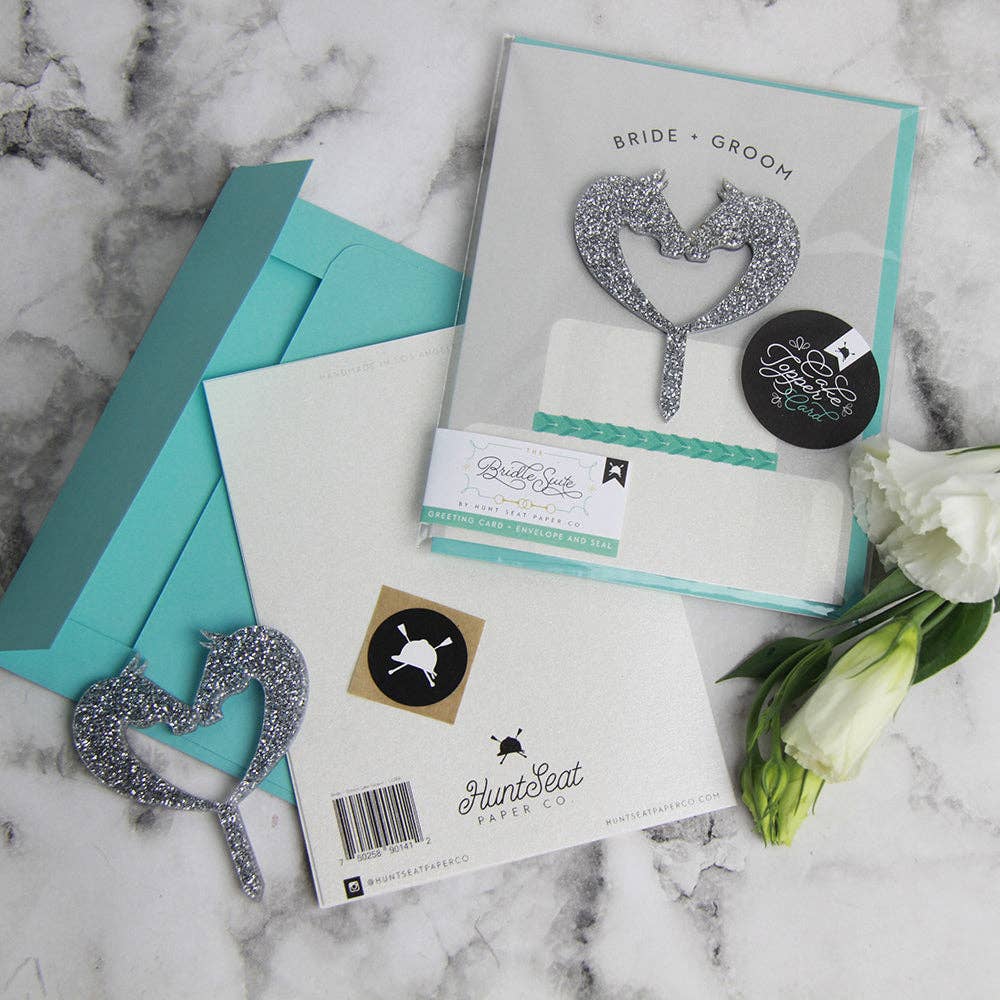 Hunt Seat Paper Co. - Wholesale Wedding Card - Bride + Groom Cake Topper Card - Equestrian Barn Wedding4