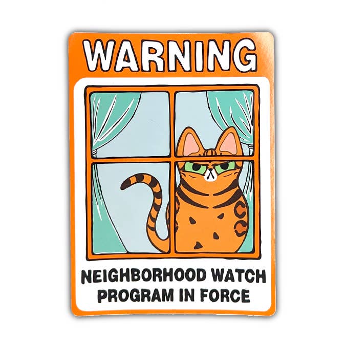Neighborhood Watch Cat Window Cling - Bengal Cat Judgy for wholesale by BluVelvetArt
