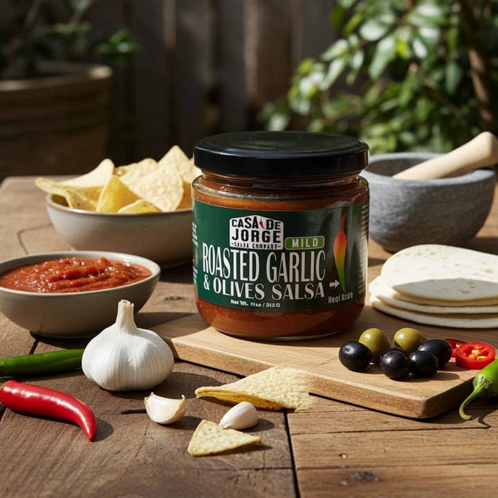Casa De Jorge Salsa - Wholesale Salsa - Roasted Garlic & Olives - Mild2