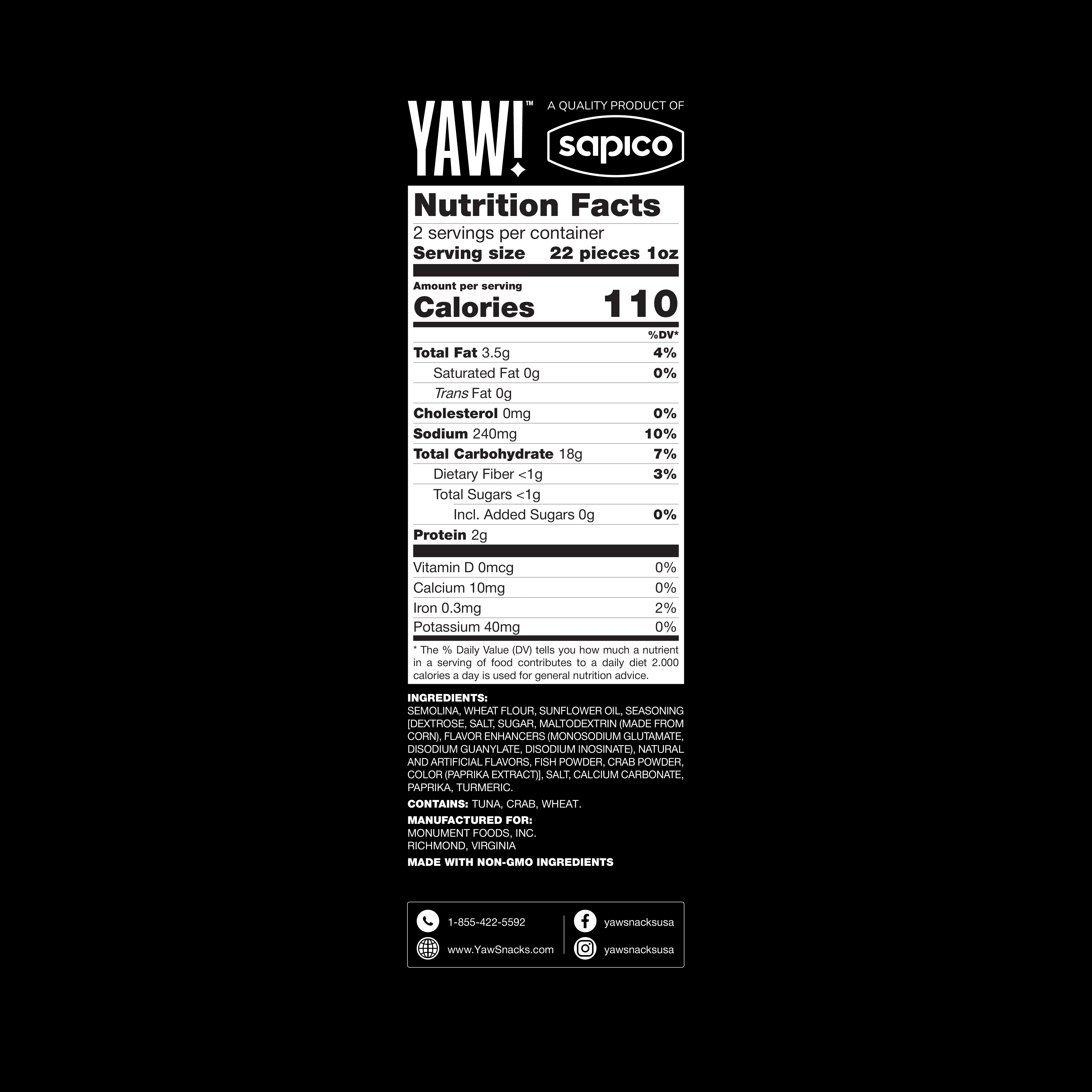 YAW snacks - Wholesale Puffed Snack - YAW! Crab Flavored Baked Baguette Bites Snack 2oz3