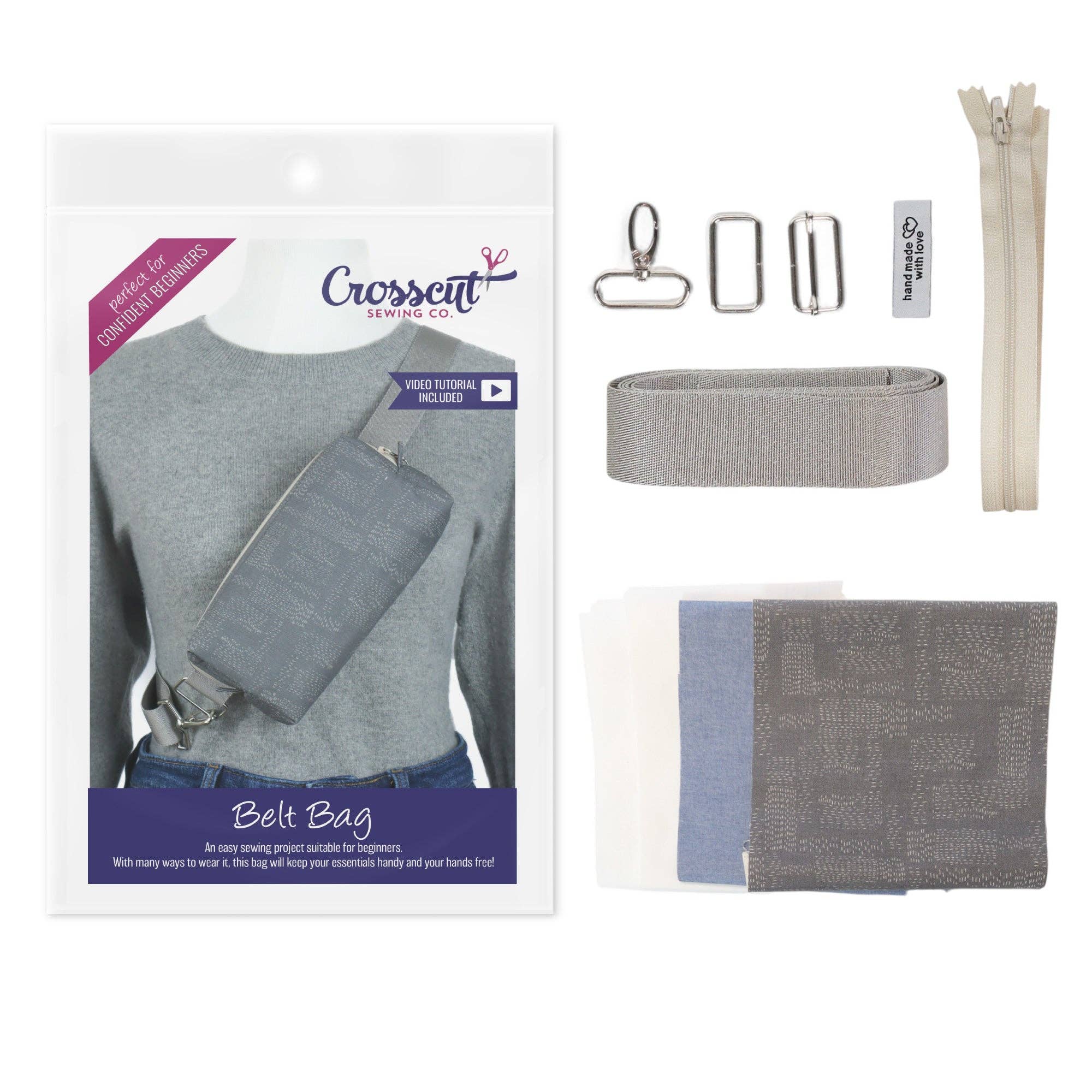 Crosscut Sewing Co. - Wholesale Belt Bag - Women's - Belt Bag Sewing Kit - Supplies, Printed Pattern and Video Tutorial50
