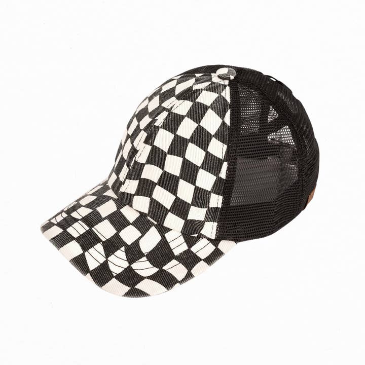 Truly Contagious - Wholesale Baseball Cap - Women's - CC Checkered Pattern Baseball Cap | Criss-Cross ( BT-1008 )