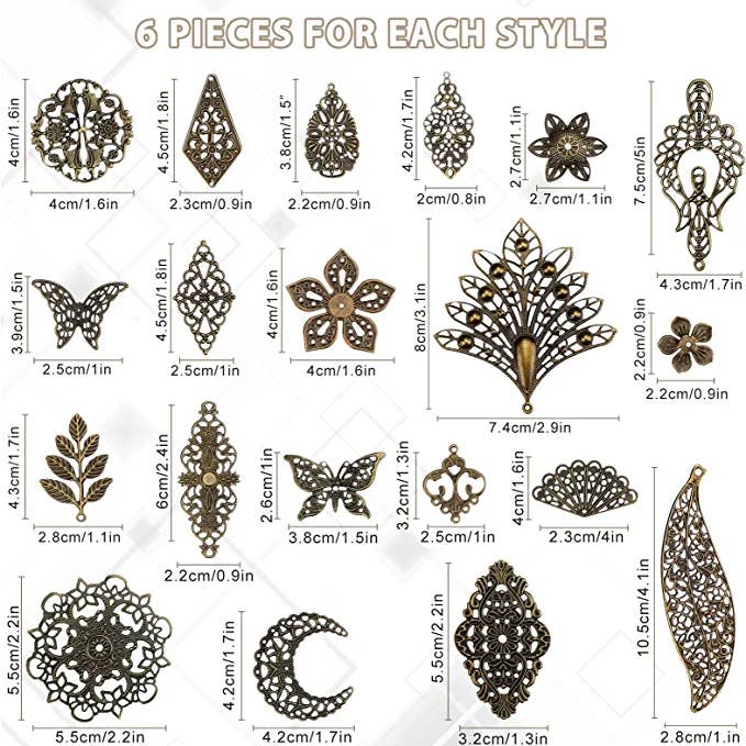 Magnifique Hearts - Wholesale Individual Charm/Pendant - Set Of 20 Pcs Antique Styled Bronze Colored Pendants- Butter1