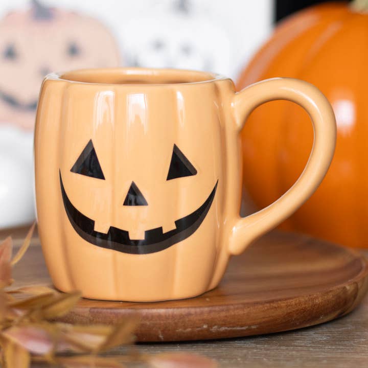 Jack-o'-Lantern Pumpkin Shaped Halloween Mug for wholesale by Something Different Wholesale