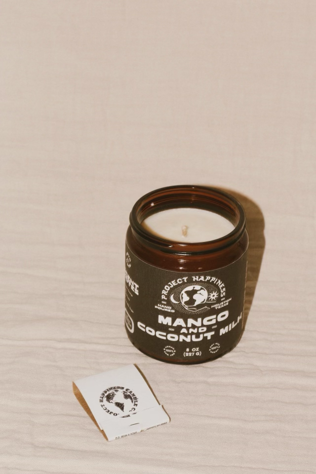 Project Happiness Candle Co. - Wholesale Jar/Filled Candle - Mango and Coconut Milk Soy Candle - 8oz | Summer Scent5