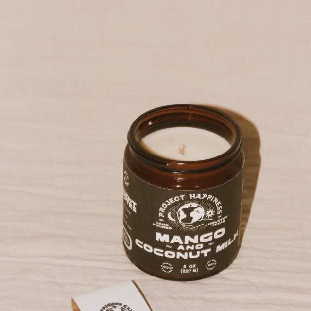Project Happiness Candle Co. - Wholesale Jar/Filled Candle - Mango and Coconut Milk Soy Candle - 8oz | Summer Scent5