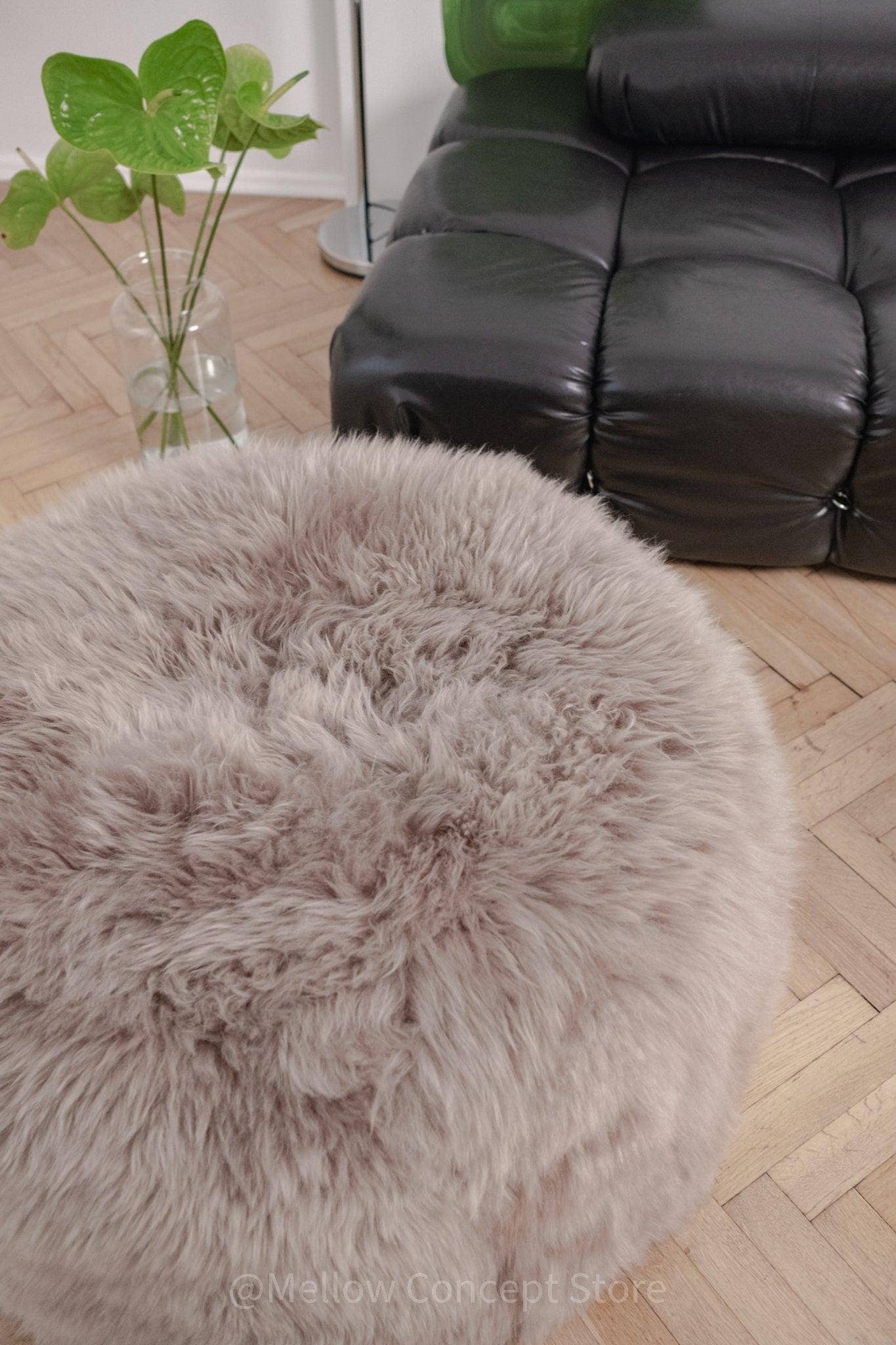 Mellow - Wholesale Pouf - Natural Sheepskin Pouf / Ottoman - Greige4