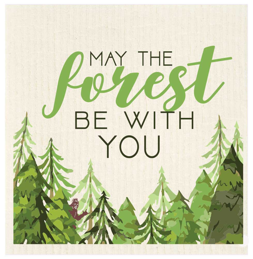 May The Forest Be With You Swedish Dishcloth for wholesale by Potluck Press