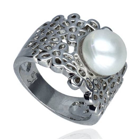 Sterling Silver Blomring med Naturlig Pärla för wholesale av Las Joyas de Amanda