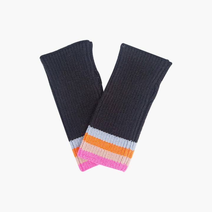 Sarta Accessories - Wholesale Hand warmer - Dollie Wrist Warmers- Black, Rainbow Stripe2