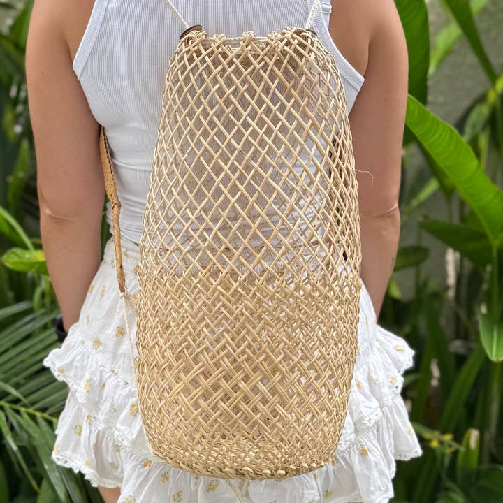 Fishermans Backpack Ratten - Handmade for wholesale by Kokosfell