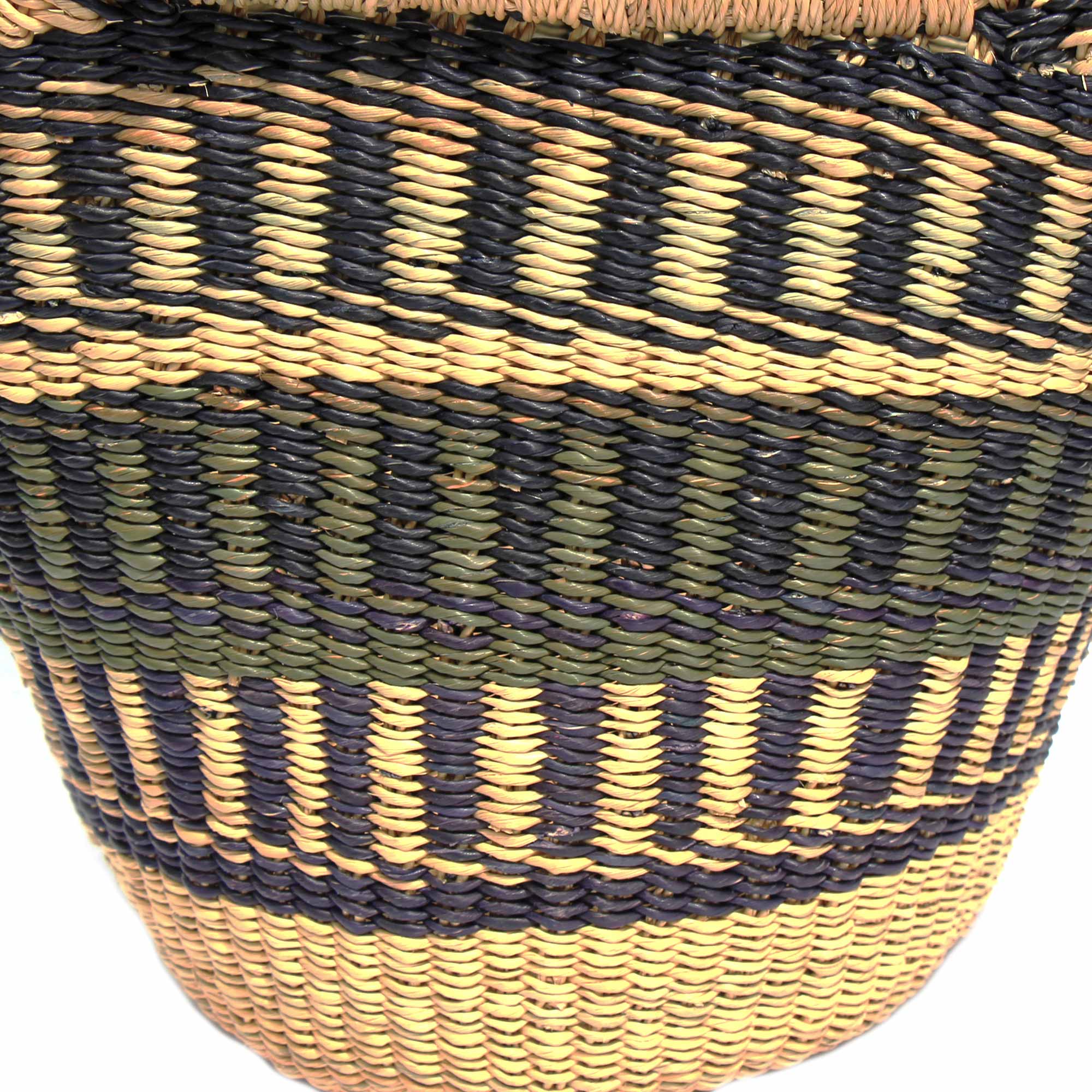 Global Crafts - Wholesale Beach Bag - Bolga Tote, Neutrals with Leather Handle - 14-inch10