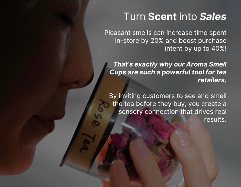 01living Ltd – Engroshandel Display til forhandlere – Te Aroma Duft Kop - Løsbladet Te Display5