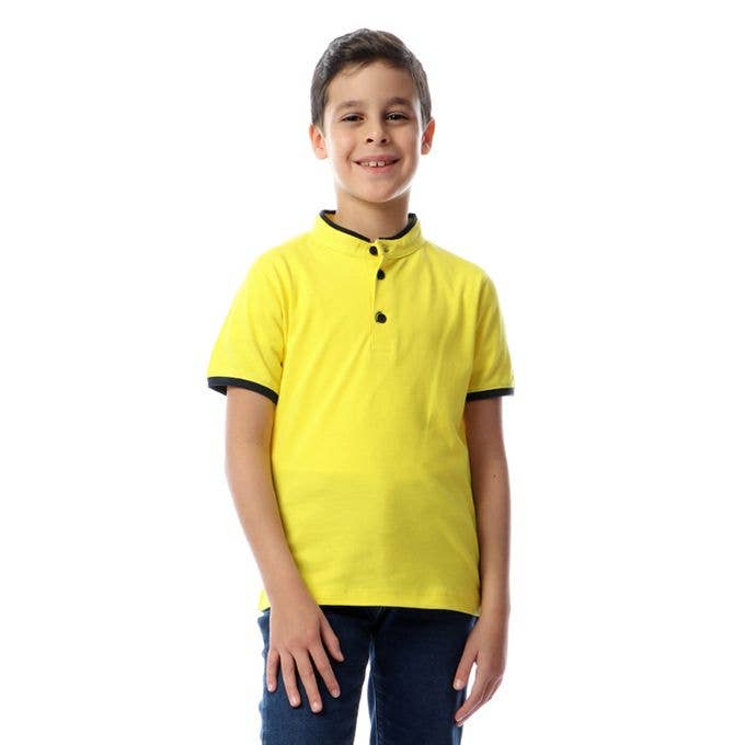 Izor Boys Mandarin Collar Buttoned Polo Shirt for wholesale by Izor