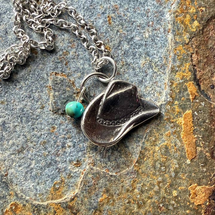 Silver Cowboy Hat Pendant Necklace – Western Charm Jewelry for wholesale by Wild Mountain Silver