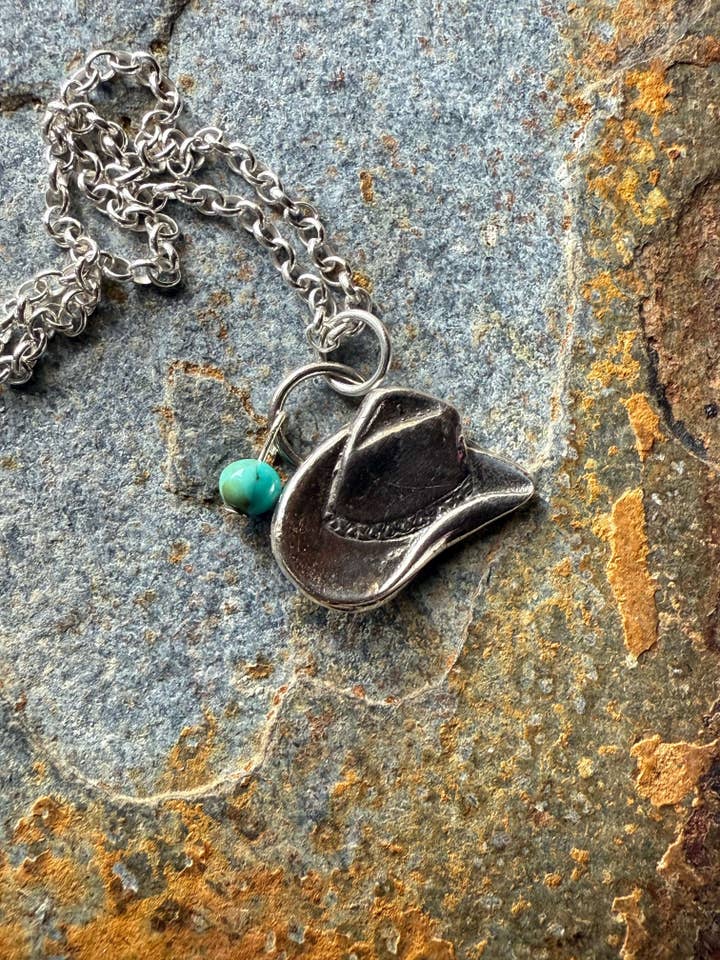 Silver Cowboy Hat Pendant Necklace – Western Charm Jewelry for wholesale by Wild Mountain Silver