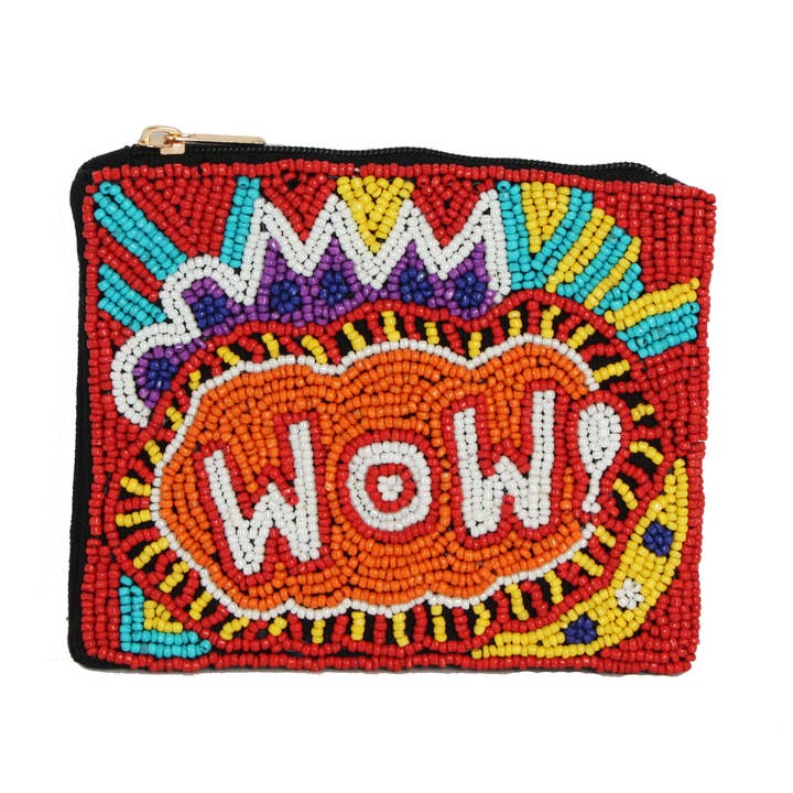 Ladies Fully Beaded WOW Theme Coin Purse for wholesale by Nima Accessories Inc