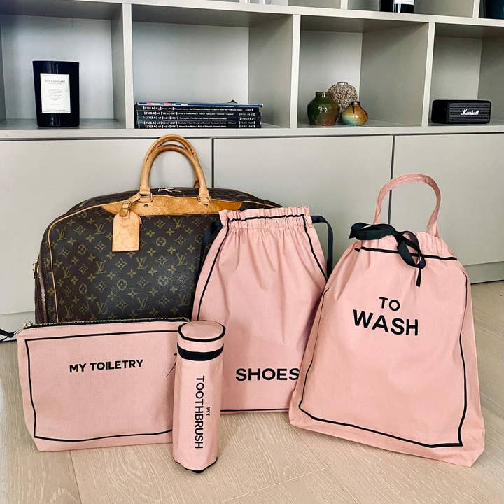 Toilettas reisset cadeaupakket 4 stuks, roze/roze tint voor wholesale door Bag-all Europe