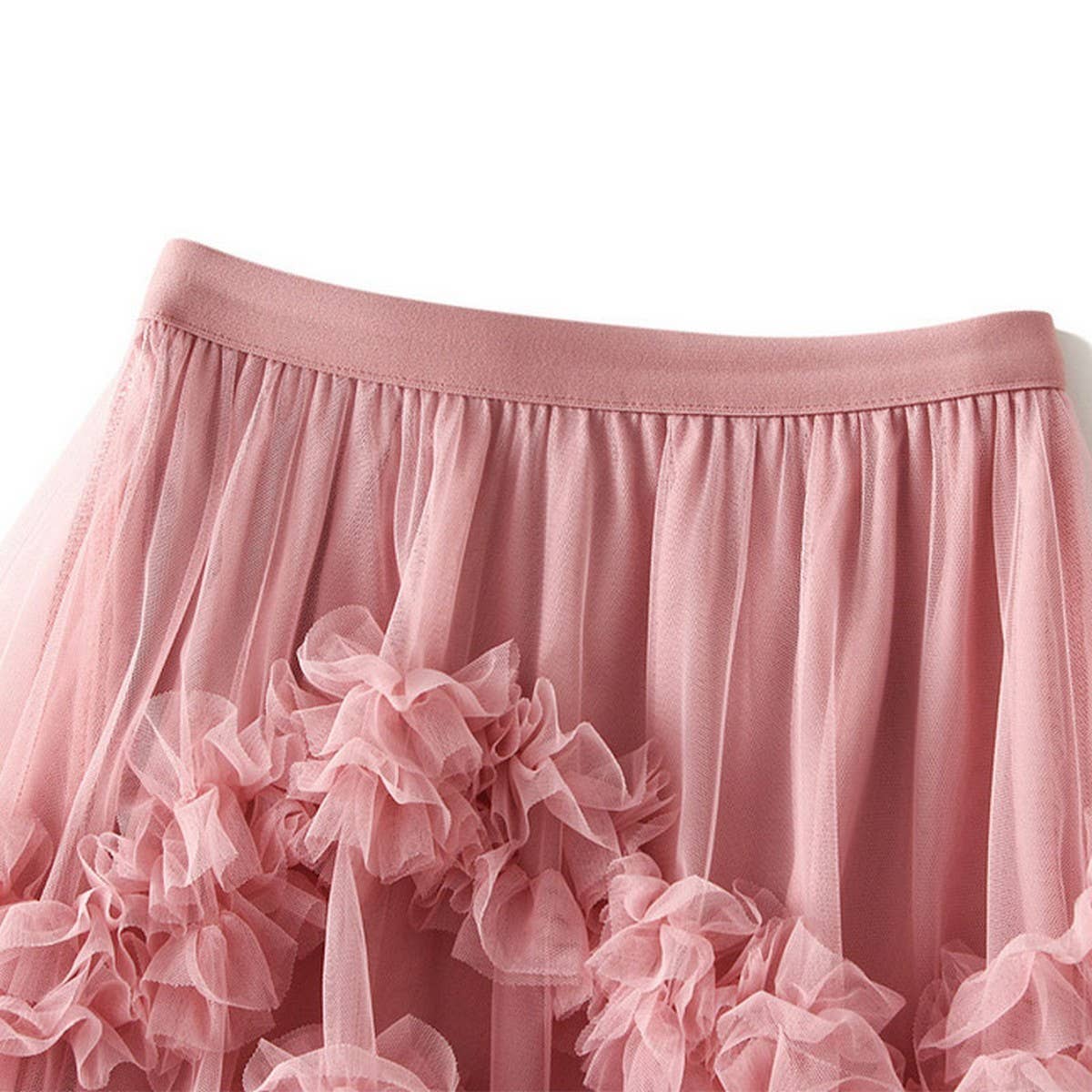 ACCITY - Wholesale Skirt - Women's - Candy Color Ruffle Tulle Irregular Midi Skirt_CWBMS04036
