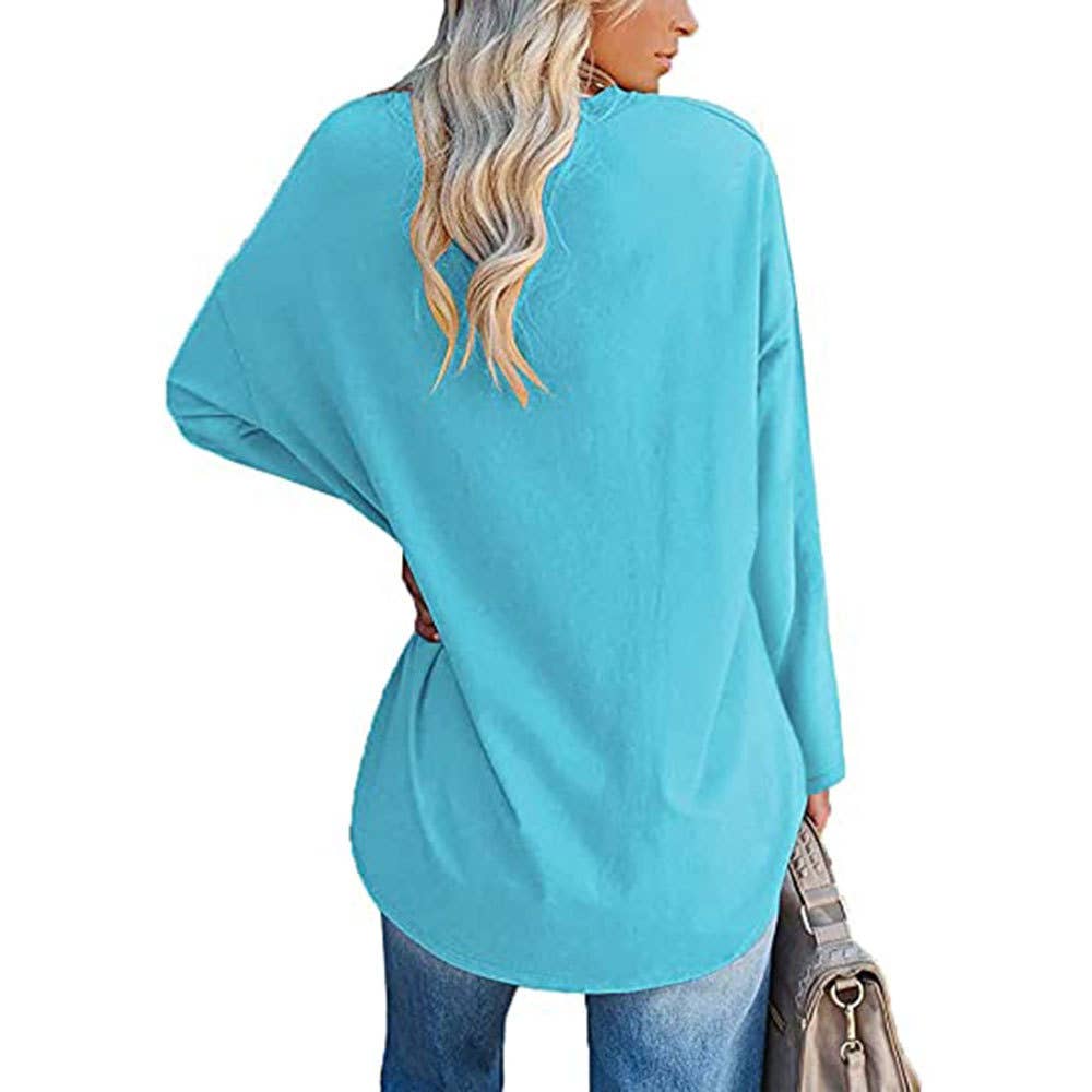 Rosa Clothing - Wholesale T-Shirt - Women's - Loose Round Neck Long Sleeve T-shirt Top15