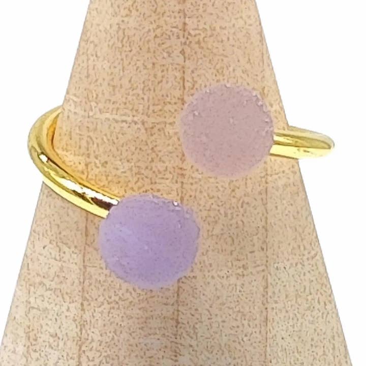 Anillo -Ajustable -Anillo abierto -Dorado -Ágata redonda para venta al por mayor de Arômes & Évasions