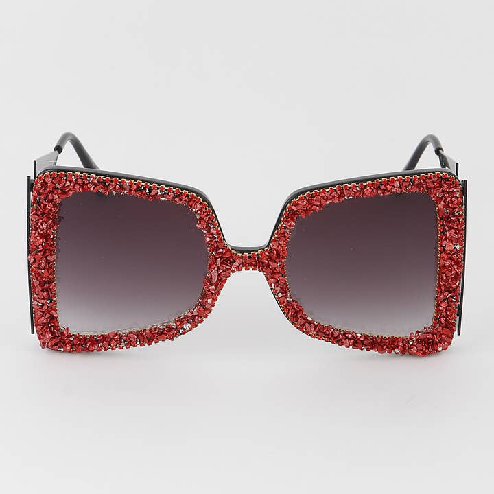 Multicolor Oversized Bedazzled Lightning Bolt Sunglasses for wholesale on Faire