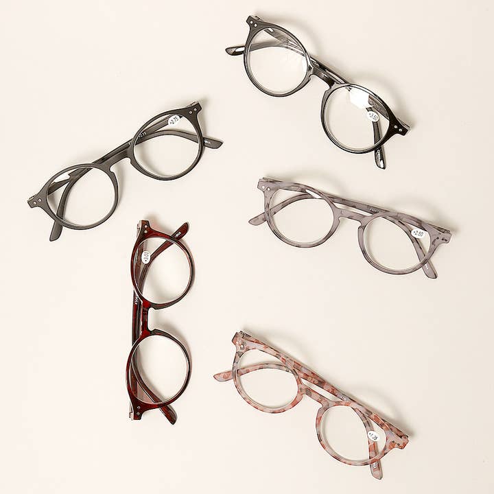 ASSORTED COLOR Unisex Camo Pattern Round Reading Glasses for wholesale on Faire