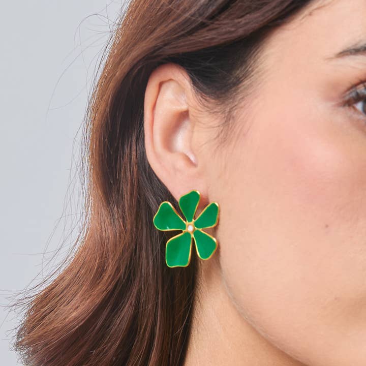 Green Stainless steel earrings 124YC26 for wholesale on Faire