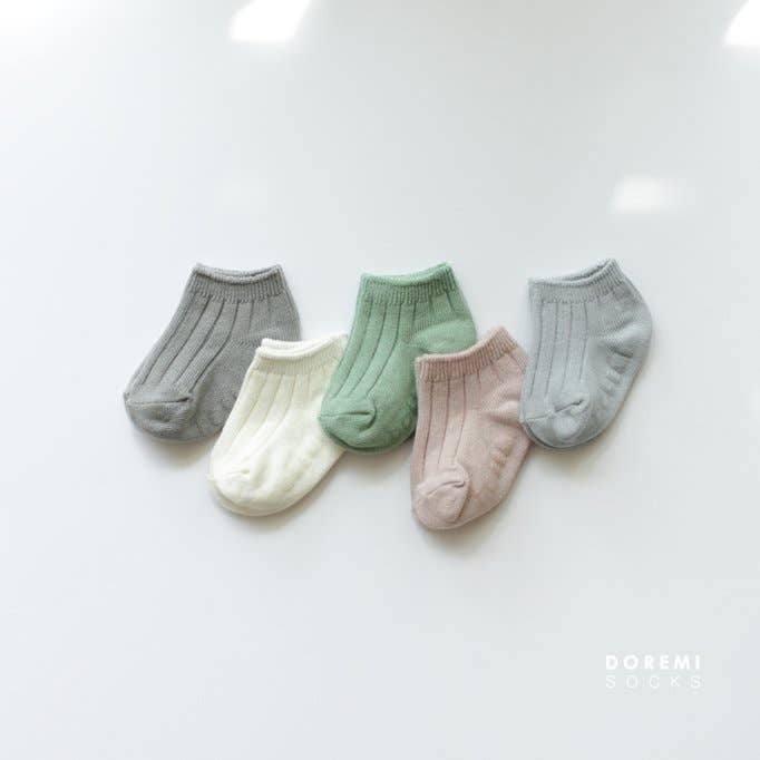 5 Pcs Kids Toddlers Baby Socks Ribbed Cotton Solid Color for wholesale by peekaboo